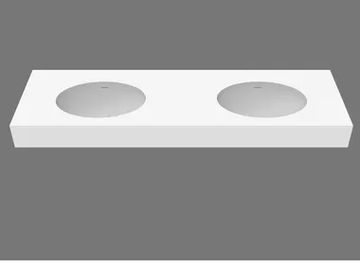ELIPSE SYSTEM DOUBLE - Wall-mounted double round Solid Surface washbasin by MOMA Design - view 2